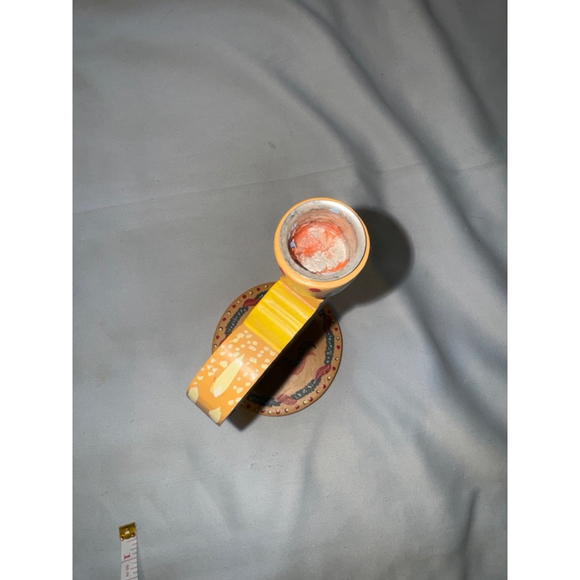 Angel Candle Holder Rustic Artsy Scandinavian Hand Painted Vintage Christmas - Picture 3 of 3